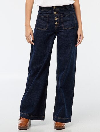 Pantalon denim wide uni
