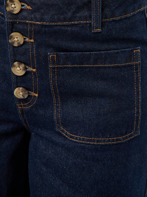 Pantalon denim wide uni - Kiabi