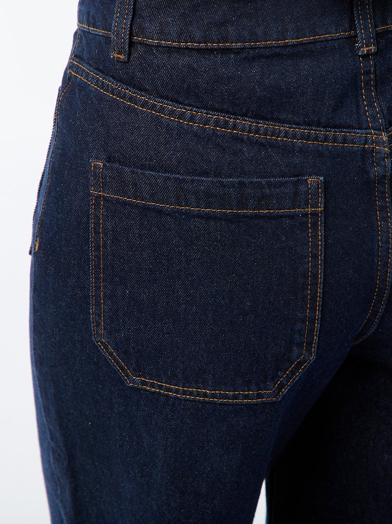 Pantalon denim wide uni Bleu - Kiabi