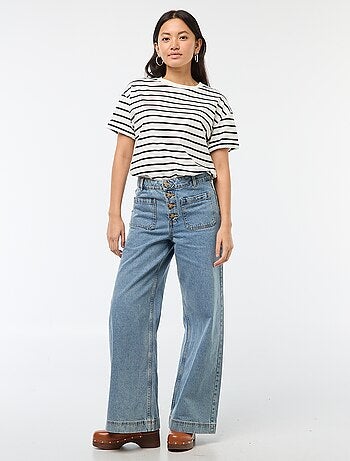 Pantalon denim wide uni