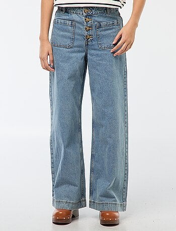 Pantalon denim wide uni