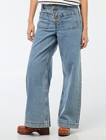 Pantalon denim wide uni
