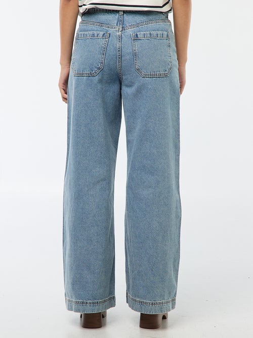 Pantalon denim wide uni - Kiabi