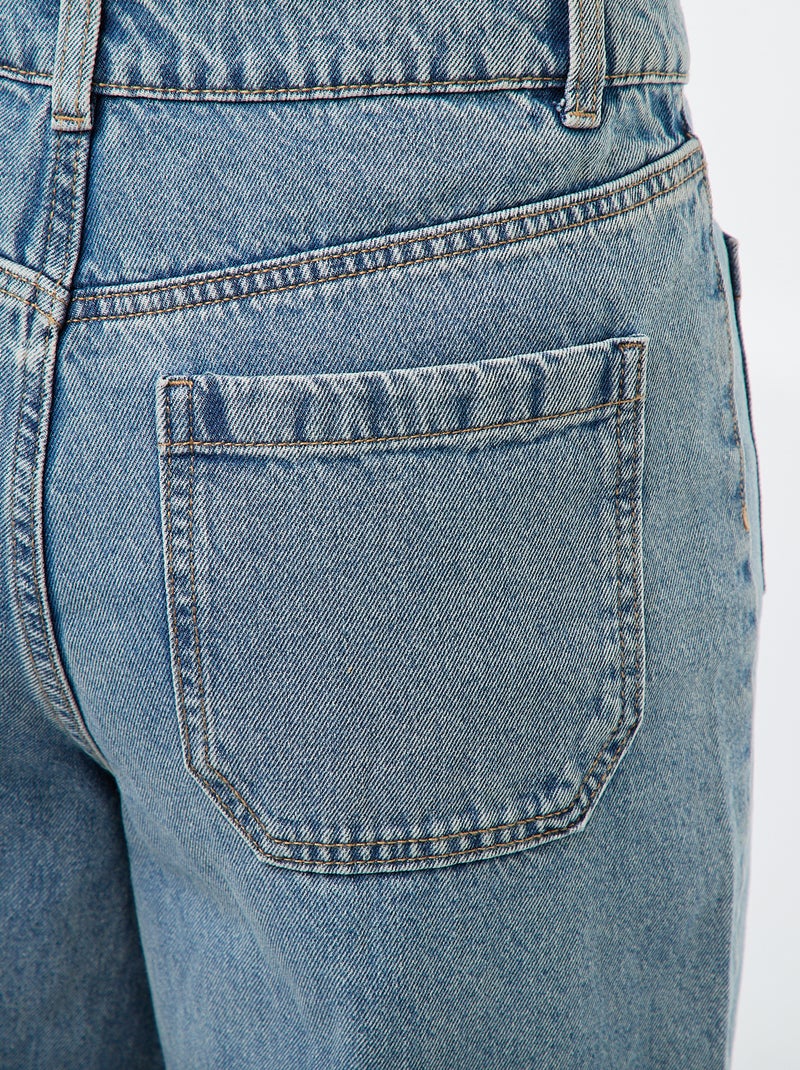 Pantalon denim wide uni Bleu - Kiabi