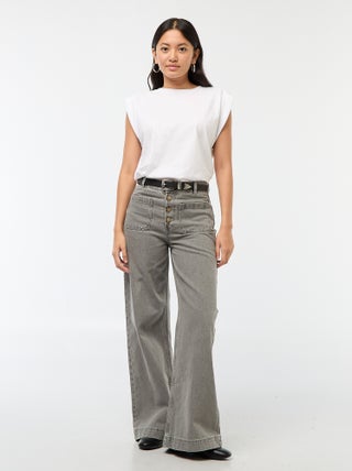 Pantalon denim wide uni