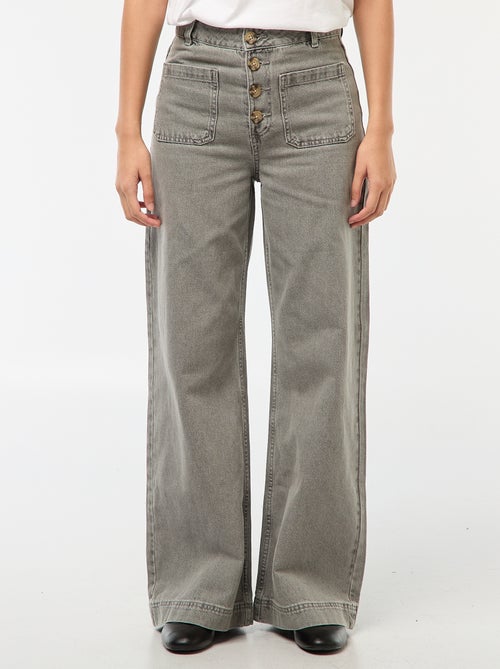 Pantalon denim wide uni - Kiabi