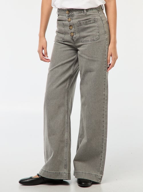 Pantalon denim wide uni - Kiabi