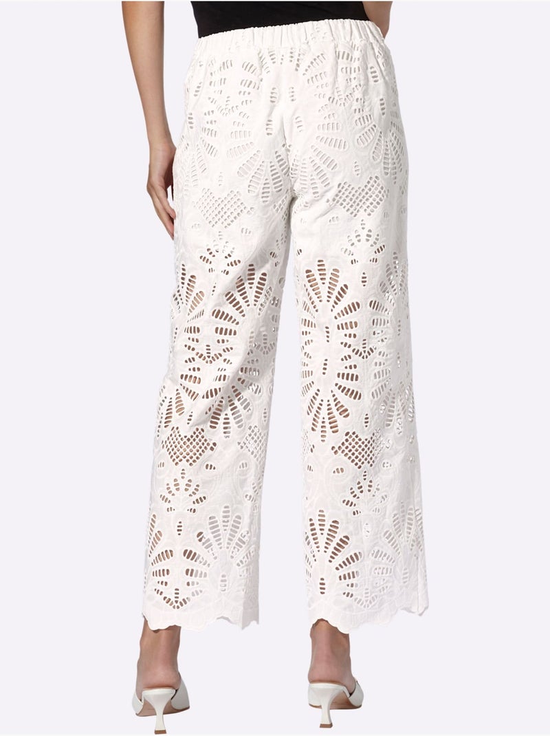 Pantalon dentelle ajourée - taille standard - helline Ecru - Kiabi