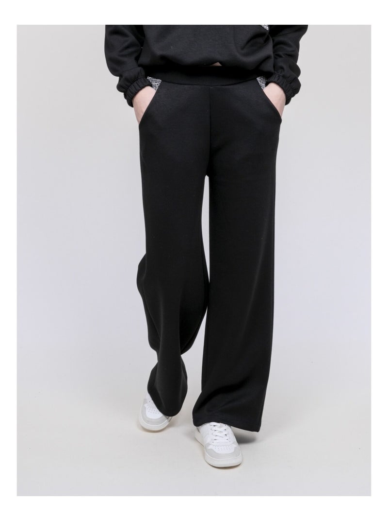 Pantalon détails tweed ENRIKA Noir - Kiabi