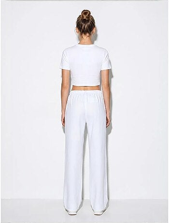 Pantalon d'été en lyocell avec ceinture élastique et poches bianco lucci