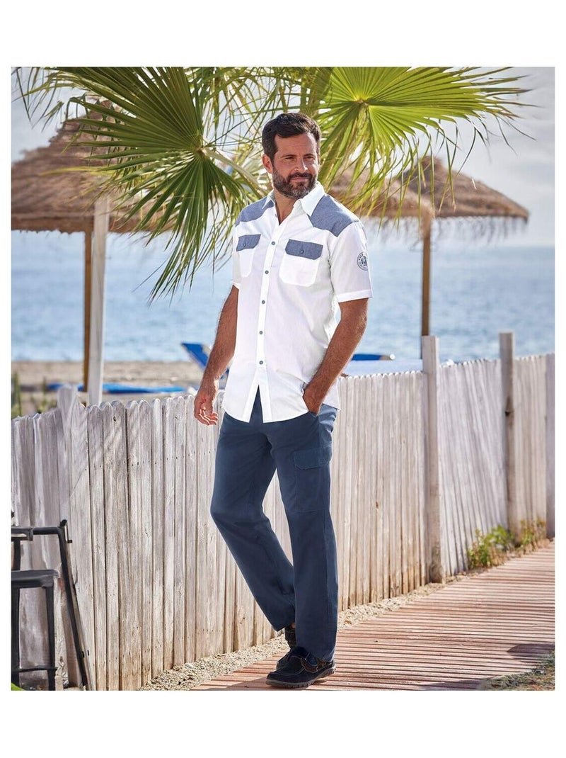 Pantalon Détente Cargo  - ATLAS FOR MEN Bleu marine - Kiabi