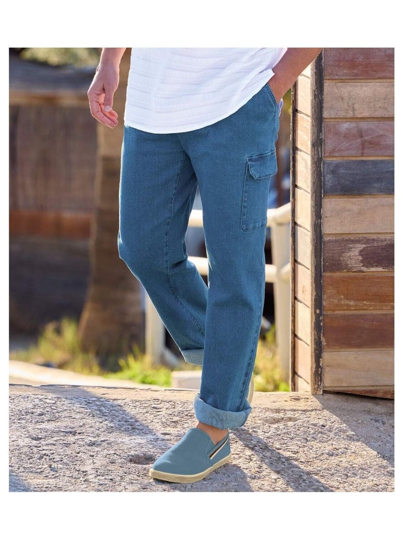 Pantalon Détente Cargo en Jean :  - ATLAS FOR MEN Bleu - Kiabi