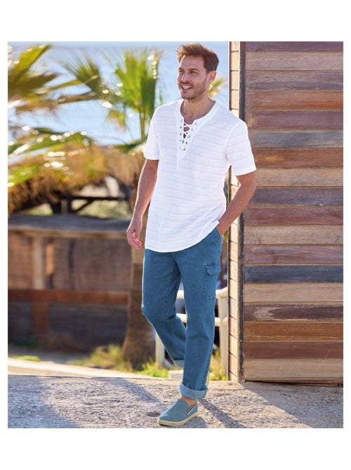 Pantalon Détente Cargo en Jean :  - ATLAS FOR MEN - Kiabi