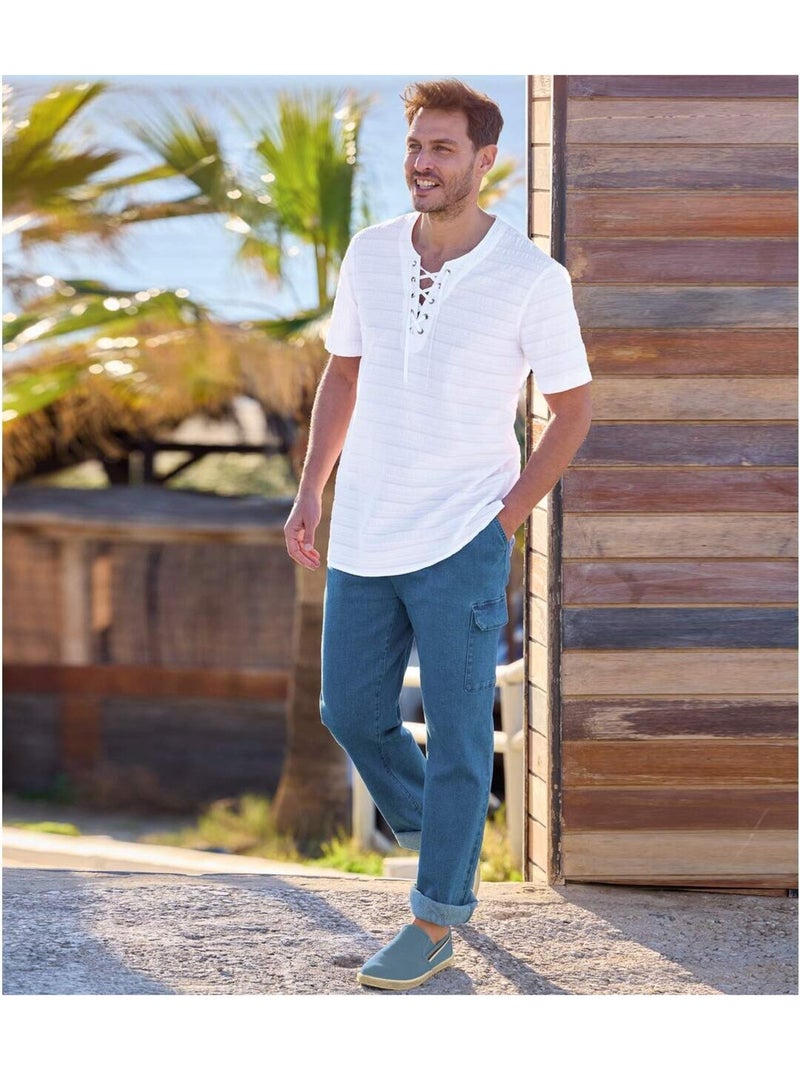 Pantalon Détente Cargo en Jean :  - ATLAS FOR MEN Bleu - Kiabi