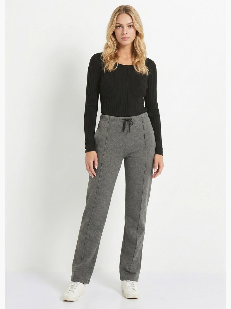 Pantalon détente ceinture élastiquée molleton - afibel Gris - Kiabi
