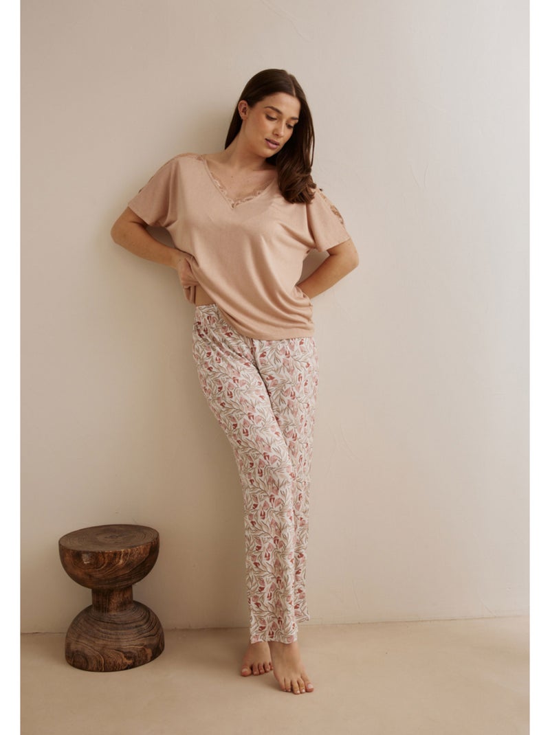 Pantalon Dilia Beige/Rose - Kiabi