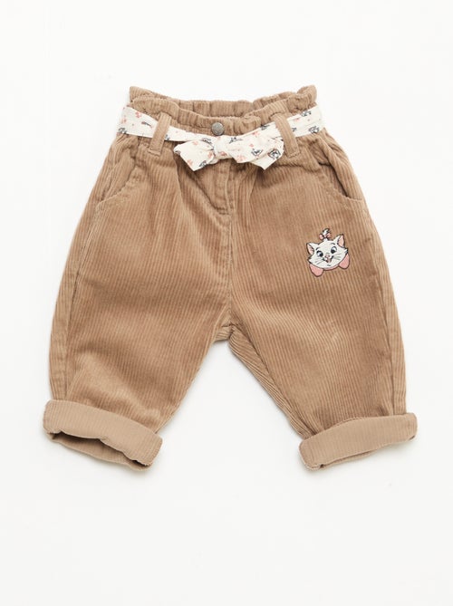 Pantalon 'Disney' 'Marie' en velours coton avec ceinture - Kiabi