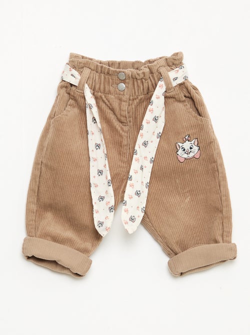 Pantalon 'Disney' 'Marie' en velours coton avec ceinture - Kiabi
