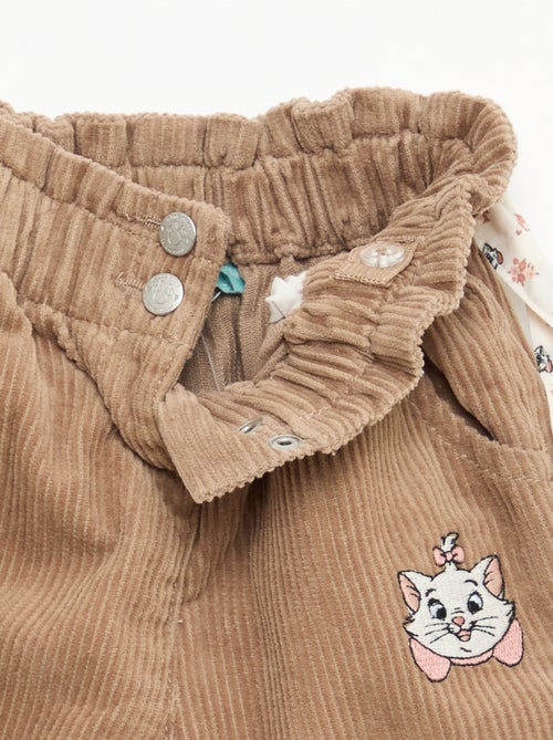 Pantalon 'Disney' 'Marie' en velours coton avec ceinture - Kiabi