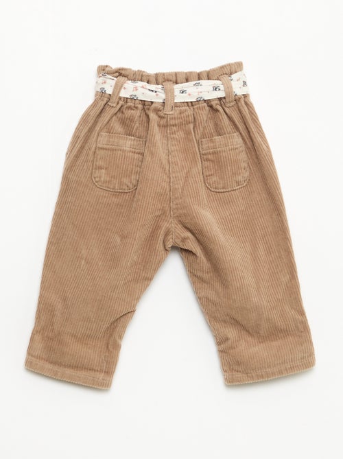 Pantalon 'Disney' 'Marie' en velours coton avec ceinture - Kiabi