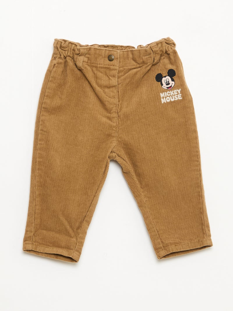 Pantalon 'Disney' 'Mickey' en velours côtelé Beige - Kiabi