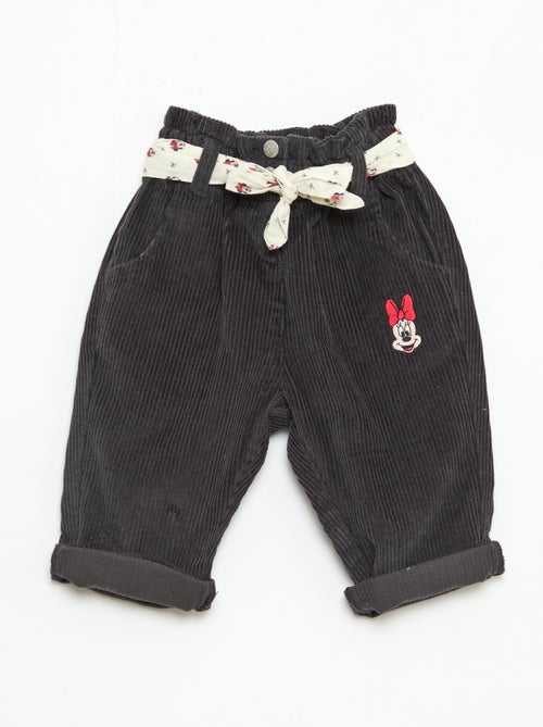Pantalon 'Disney' 'Mickey' en velours coton avec ceinture - Kiabi