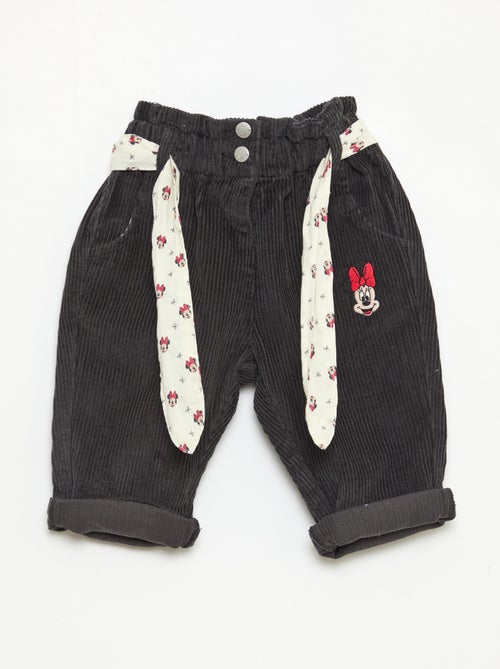 Pantalon 'Disney' 'Mickey' en velours coton avec ceinture - Kiabi