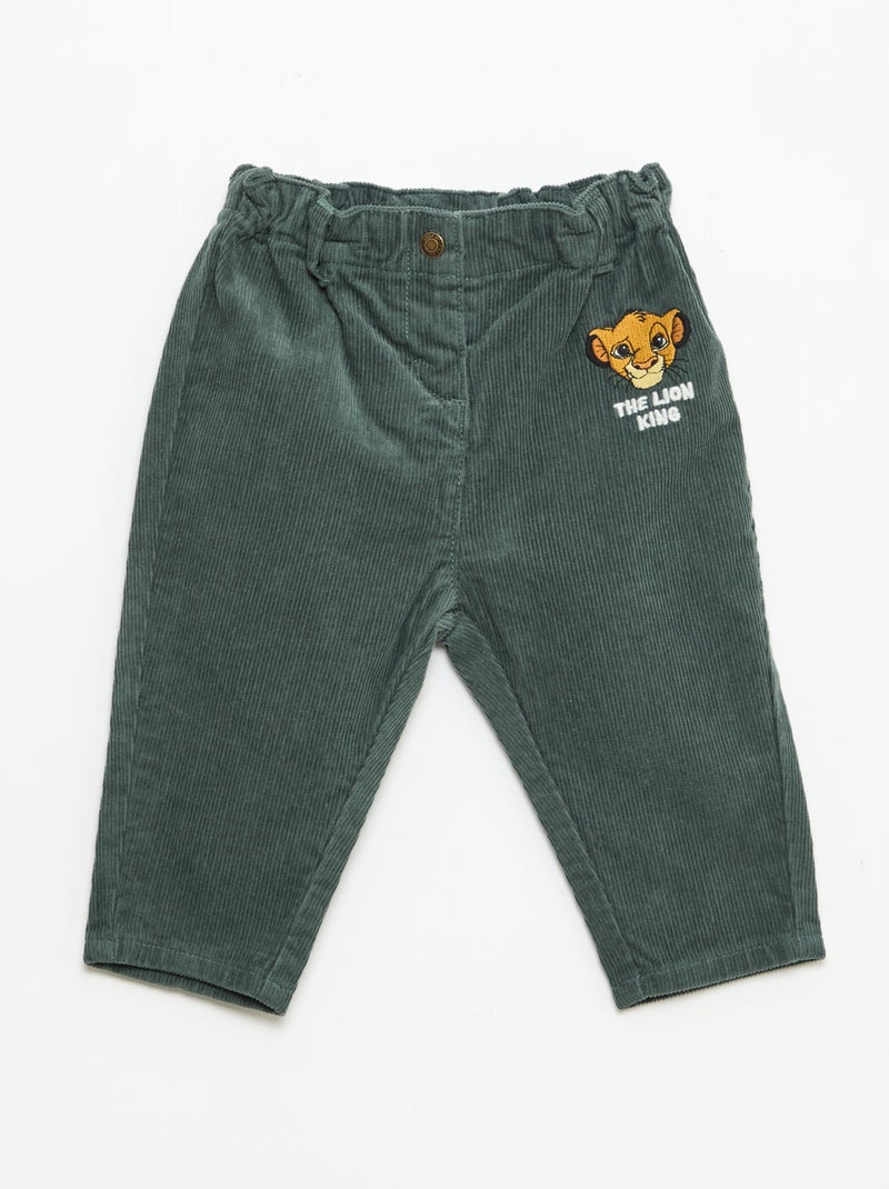Pantalon 'Disney' 'Simba' en velours côtelé Vert - Kiabi