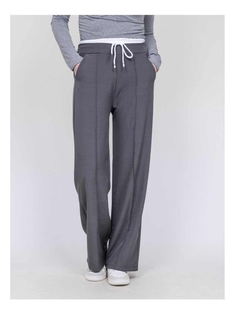 Pantalon double ceinture EGLENY Gris - Kiabi