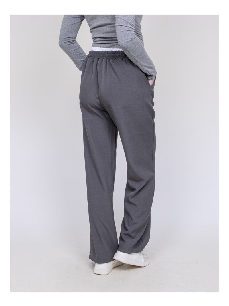 Pantalon double ceinture EGLENY Gris - Kiabi
