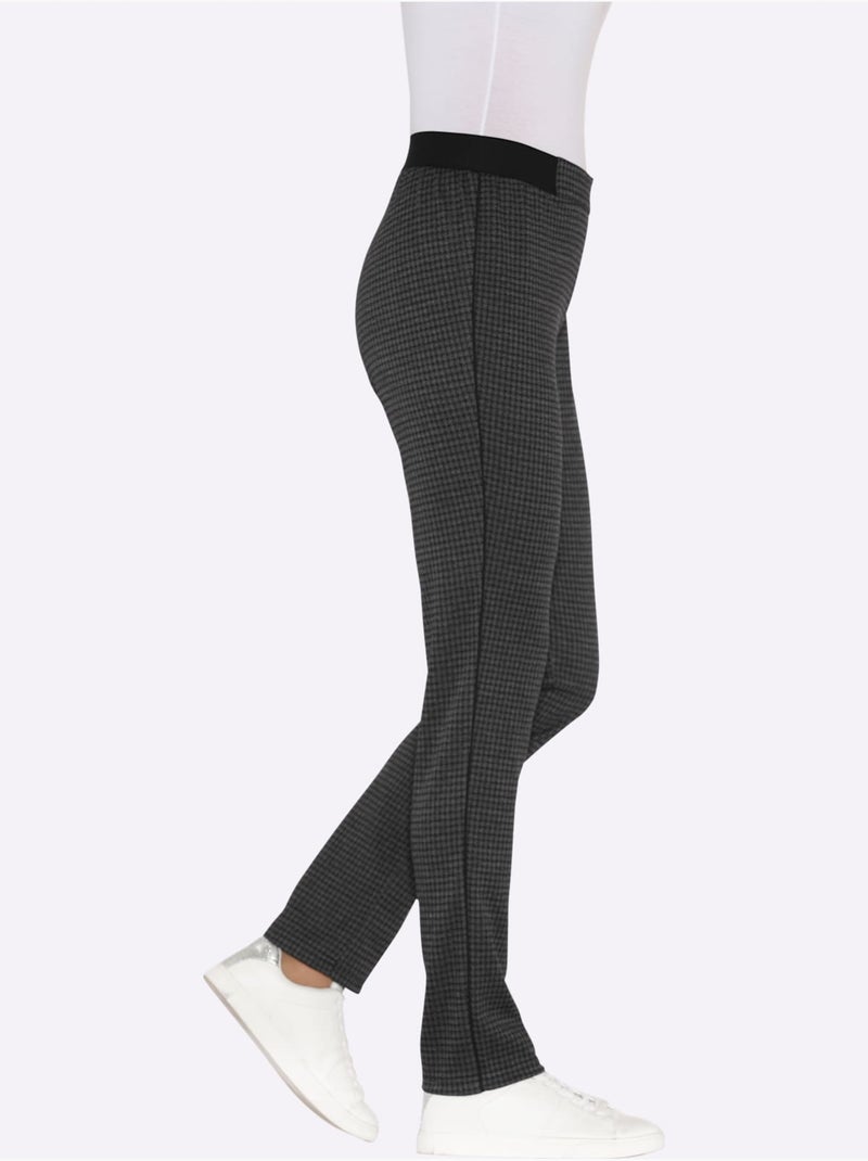 Pantalon doux à motif tendance avec liseré contrastant - Taille standard - Moda Vilona Noir Noir Noir - Kiabi