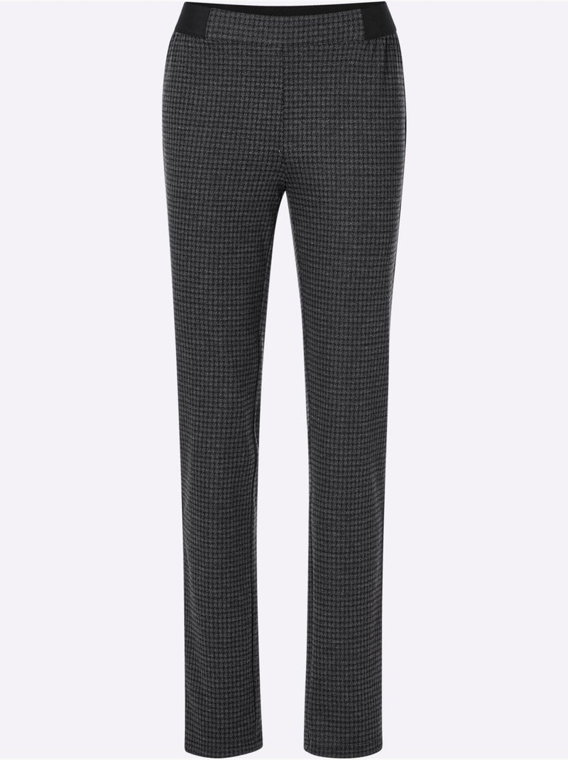 Pantalon doux à motif tendance avec liseré contrastant - Taille standard - Moda Vilona Noir Noir Noir - Kiabi
