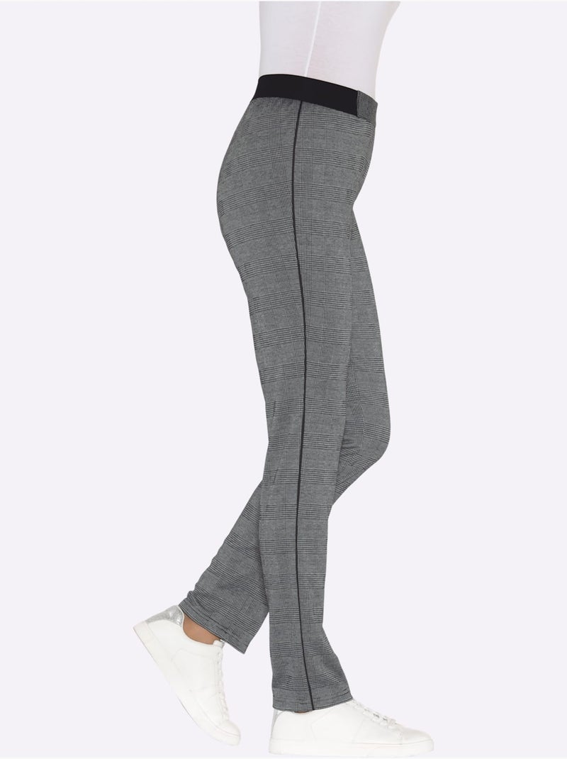 Pantalon doux avec motif tendance et liseré contrastant - Taille standard - Moda Vilona Gris - Kiabi