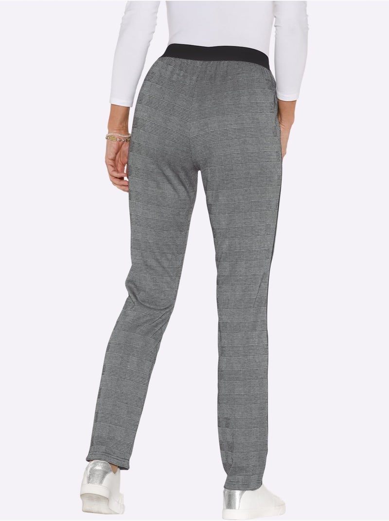 Pantalon doux avec motif tendance et liseré contrastant - Taille standard - Moda Vilona Gris - Kiabi