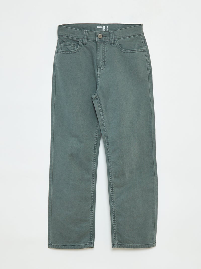 Pantalon droit - regular fit à 5 poches Vert - Kiabi