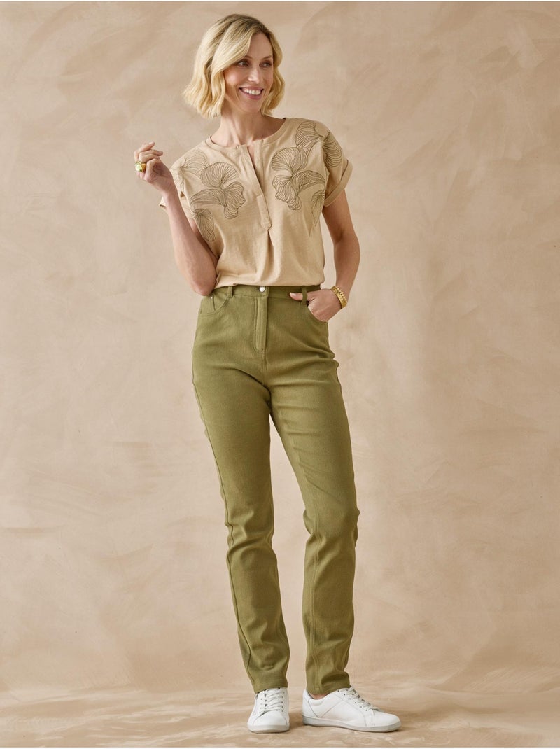 Pantalon droit 5 poches - DAXON Kaki - Kiabi
