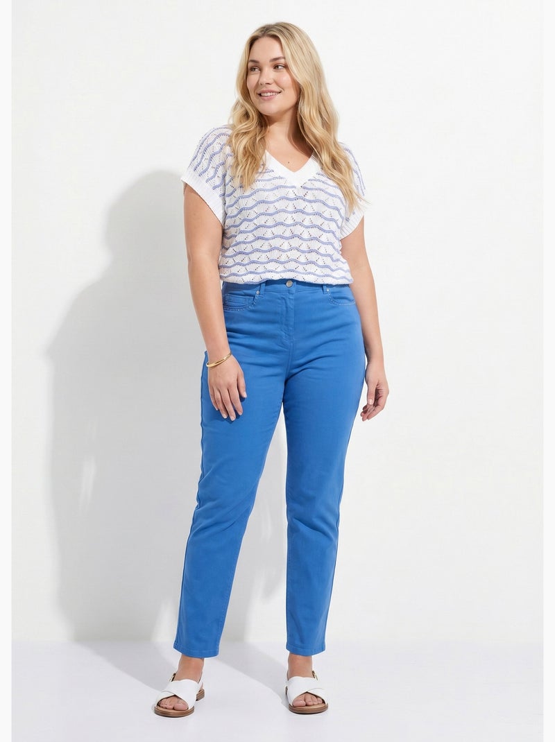 Pantalon droit 5 poches coton stretch - Afibel Bleu - Kiabi