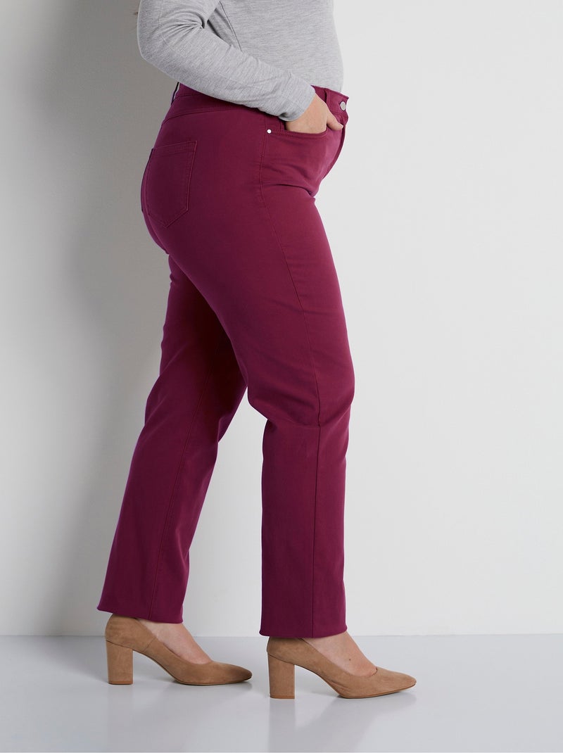 Pantalon droit 5 poches coton stretch - Afibel Bordeaux - Kiabi