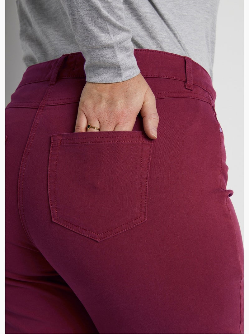 Pantalon droit 5 poches coton stretch - Afibel Bordeaux - Kiabi