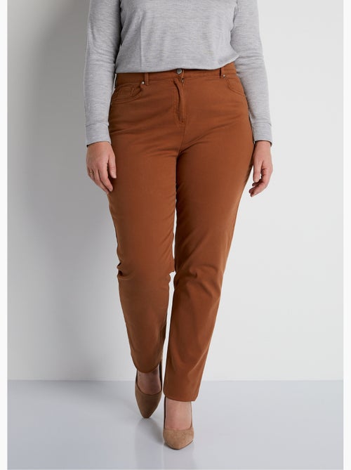 Pantalon droit 5 poches coton stretch - Afibel - Kiabi
