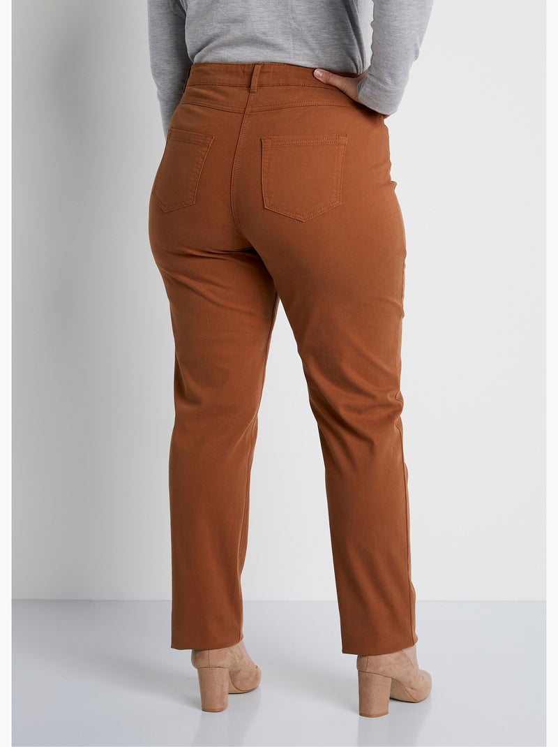 Pantalon droit 5 poches coton stretch - Afibel Ecru - Kiabi