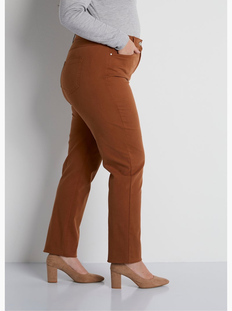 Pantalon droit 5 poches coton stretch - Afibel Ecru - Kiabi