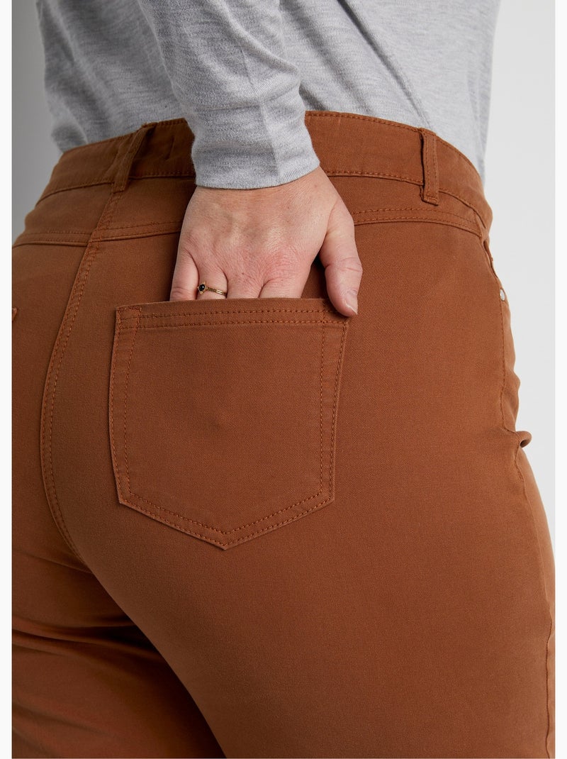 Pantalon droit 5 poches coton stretch - Afibel Ecru - Kiabi
