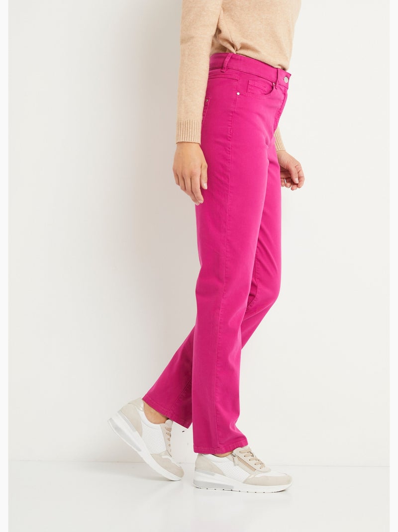 Pantalon droit 5 poches coton stretch - Afibel Rose fushia - Kiabi