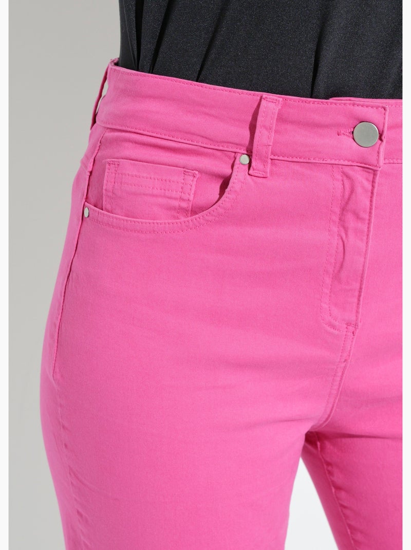 Pantalon droit 5 poches coton stretch - Afibel Rose fushia - Kiabi
