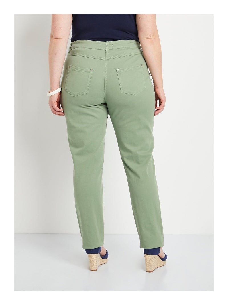 Pantalon droit 5 poches coton stretch - Afibel Vert tilleul - Kiabi