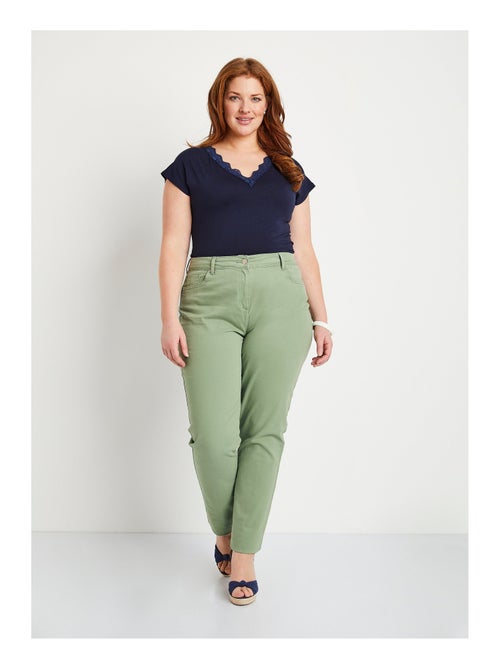 Pantalon droit 5 poches coton stretch - Afibel - Kiabi