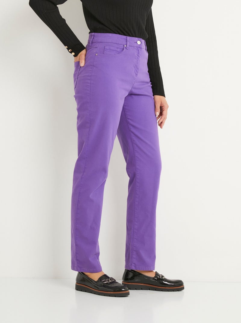 Pantalon droit 5 poches coton stretch - Afibel Violet - Kiabi