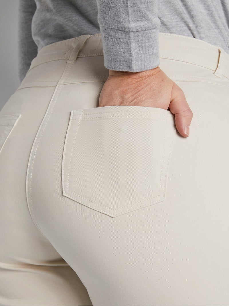 Pantalon droit 5 poches coton stretch Beige - Kiabi