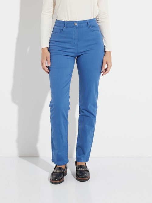 Pantalon droit 5 poches coton stretch - Kiabi